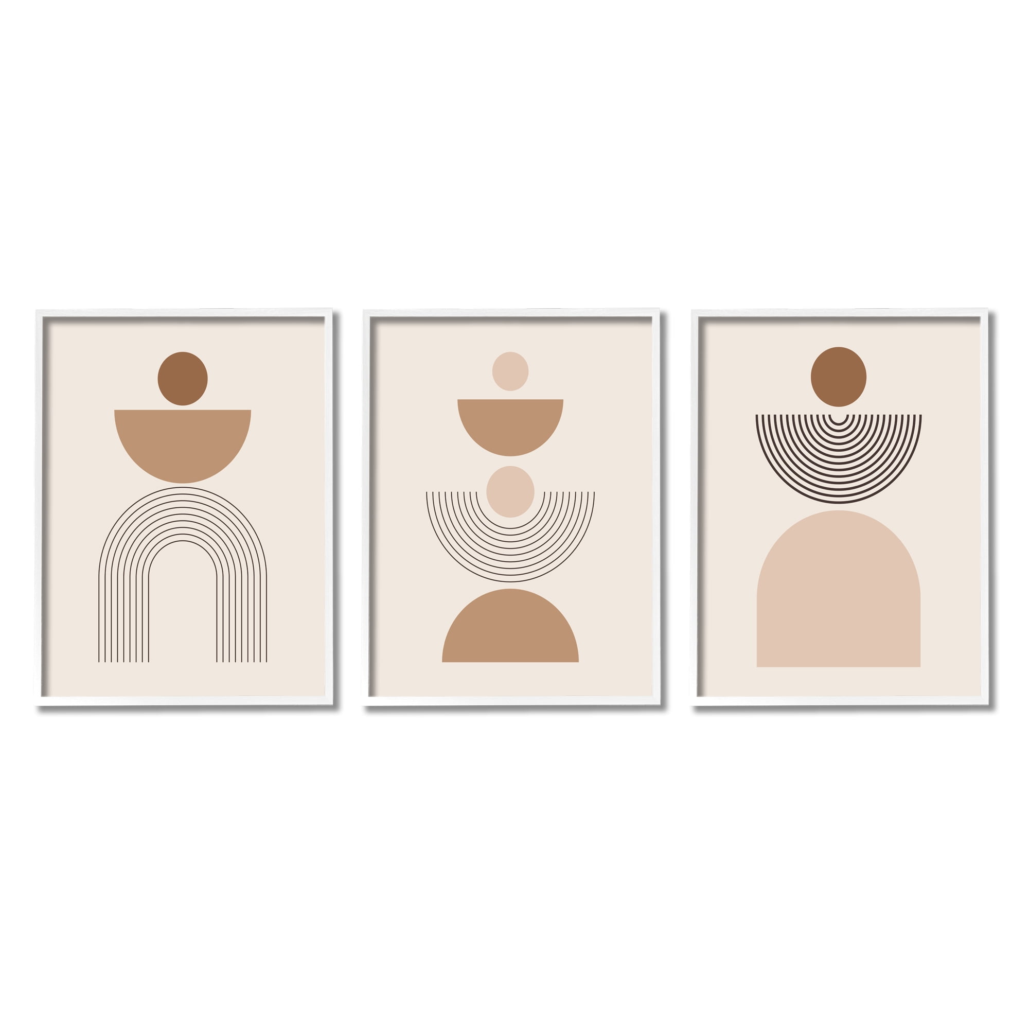 White Framed Abstract Boho Canvas Art Set, 11 x 14