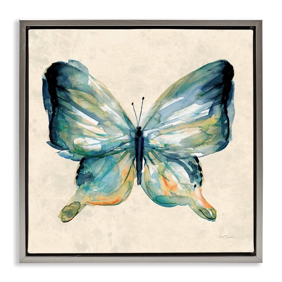 Stupell Industries Contemporary Bold Butterfly in Green Gray Floating Frame Canvas Art, 25 x 25, by Carol Robinson