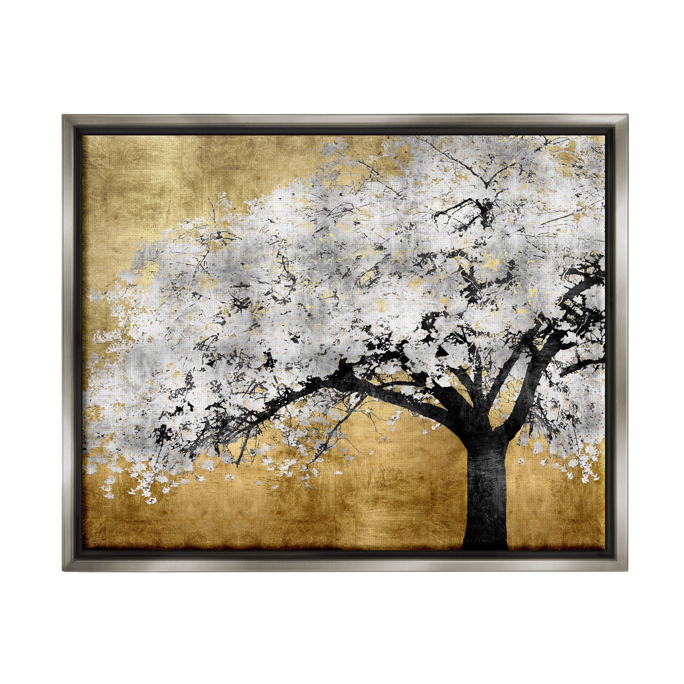 Stupell Industries Contemporary Bold Tree Trunk Graphic Art Luster Gray Floating Framed Canvas Print Wall Art, Design by Kate Bennett