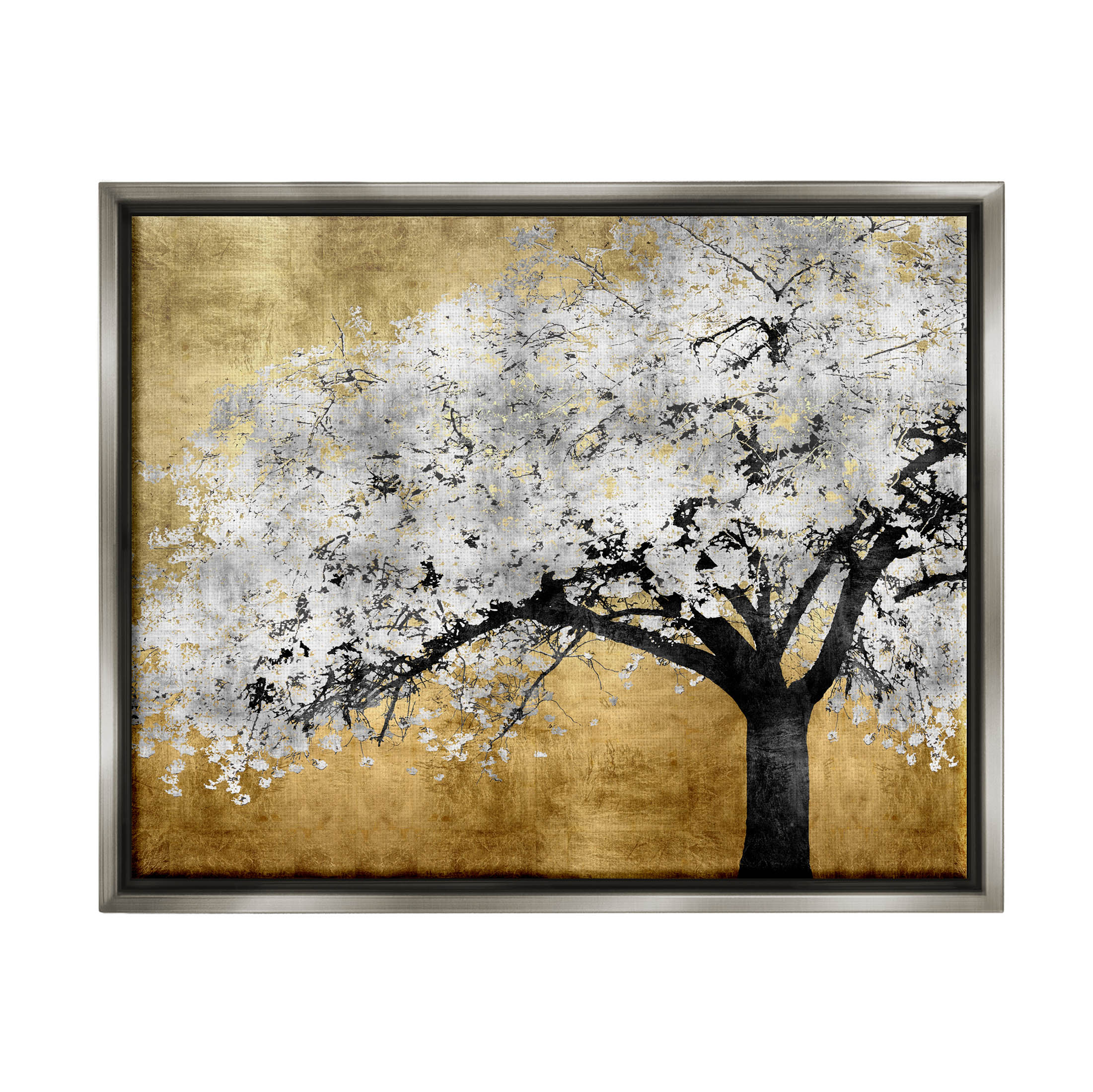 Stupell Industries Contemporary Bold Tree Trunk Graphic Art Luster Gray Floating Framed Canvas Print Wall Art, Design by Kate Bennett