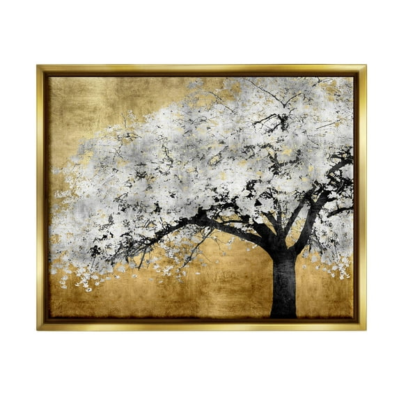 Stupell Industries Contemporary Bold Tree Trunk Graphic Art Metallic Gold Floating Framed Canvas Print Wall Art, Design by Kate Bennett
