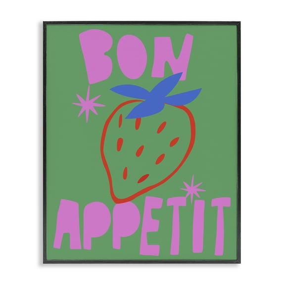 Stupell Industries Contemporary Bon Appetit Quotes and Sayings Painting Black Framed Art Print Wall Art, 11 x 14