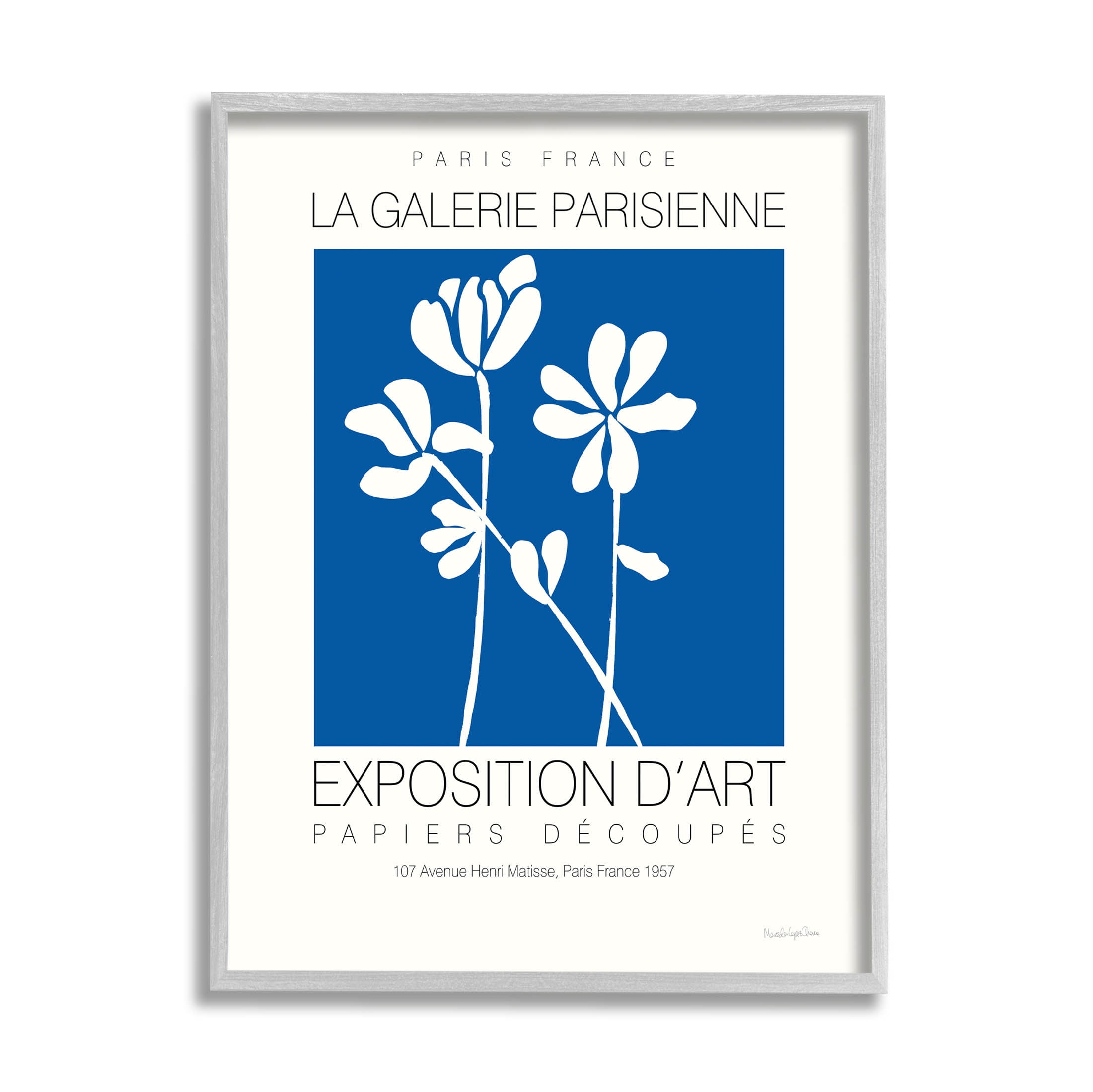 Stupell Industries Contemporary Botanicals French Gallery Graphic Art Gray Framed Art Print Wall Art, Design by Mercedes Lopez Charro
