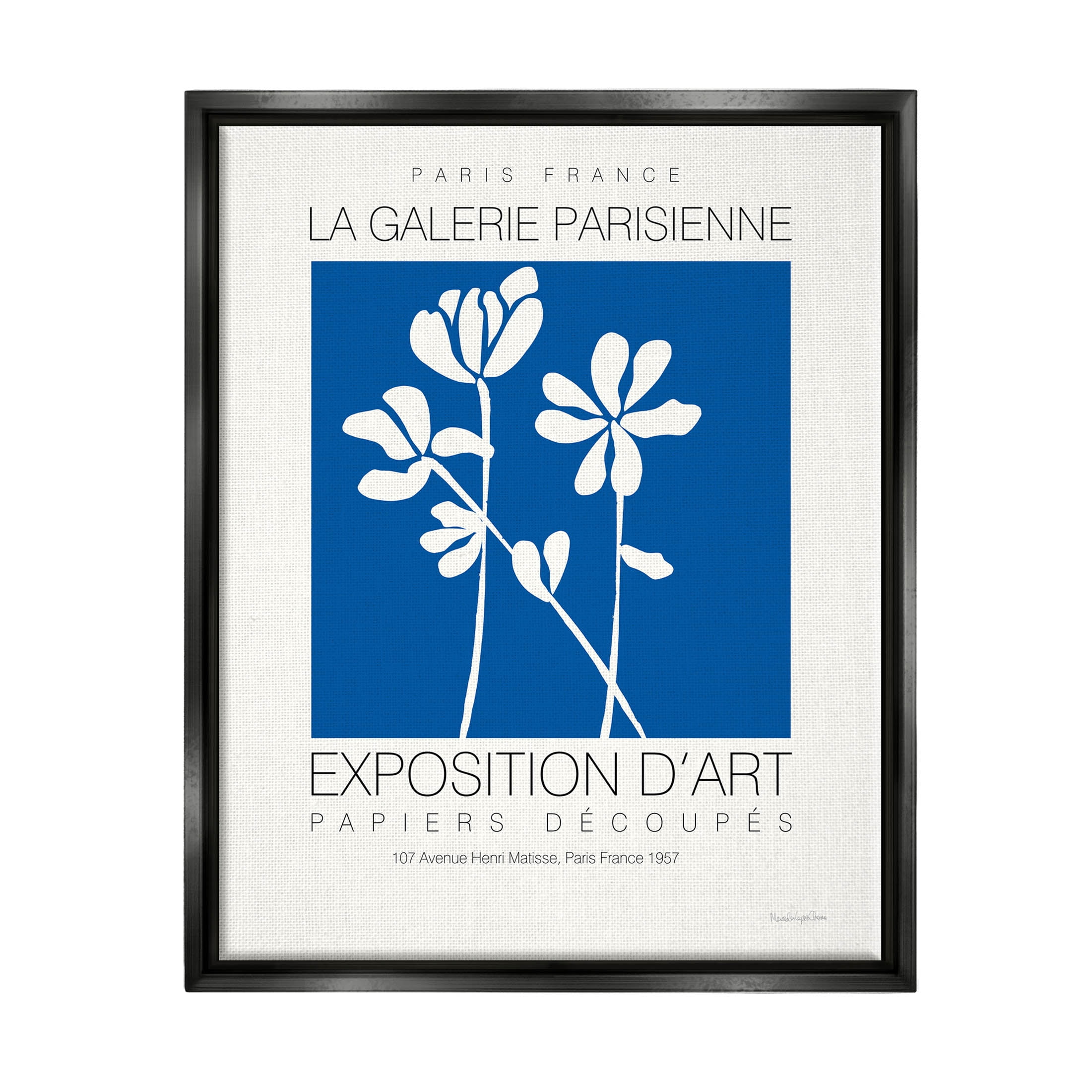 Stupell Industries Contemporary Botanicals French Gallery Graphic Art Jet Black Floating Framed Canvas Print Wall Art, Design by Mercedes Lopez Charro