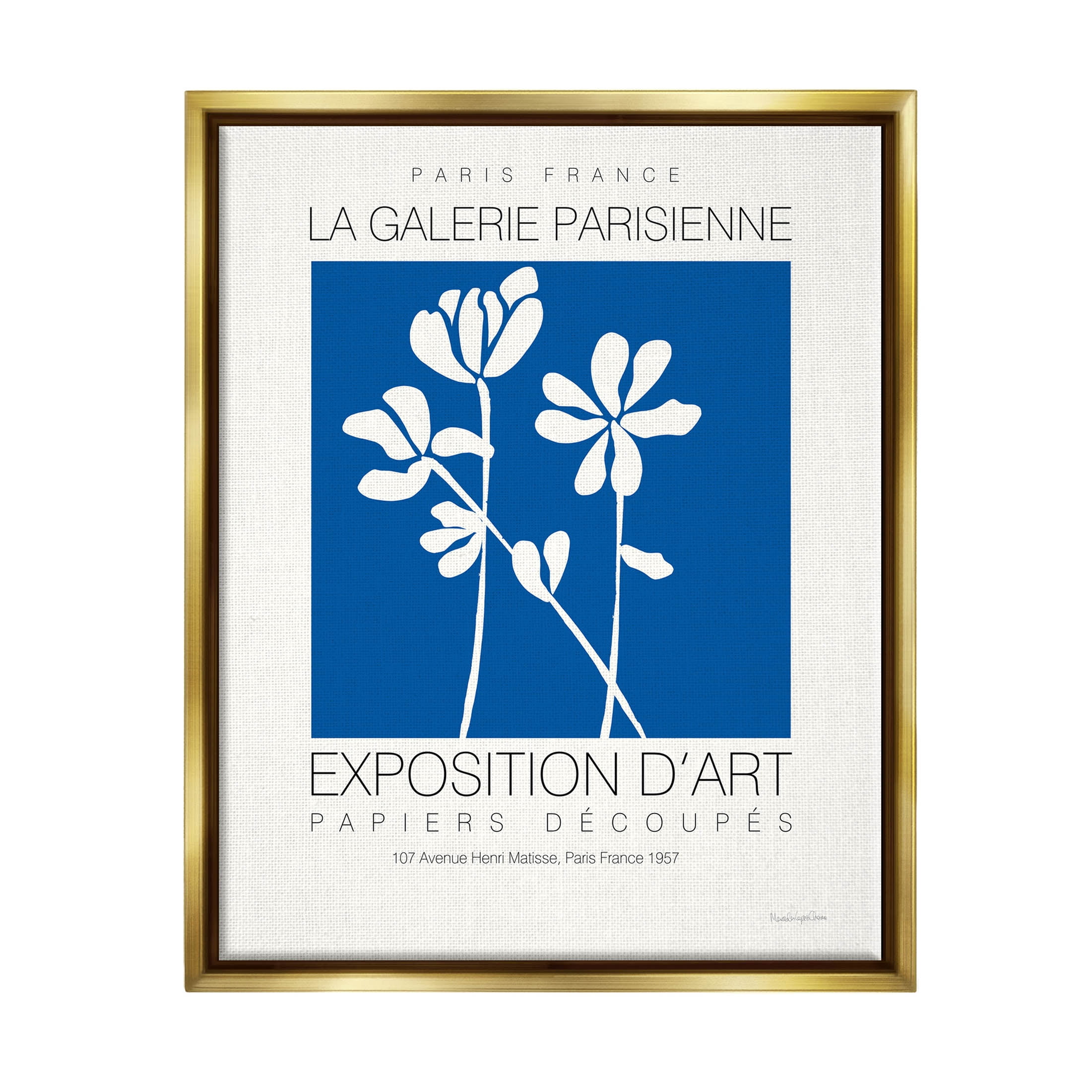 Stupell Industries Contemporary Botanicals French Gallery Graphic Art Metallic Gold Floating Framed Canvas Print Wall Art, Design by Mercedes Lopez Charro
