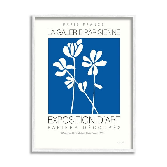 Stupell Industries Contemporary Botanicals French Gallery Graphic Art White Framed Art Print Wall Art, Design by Mercedes Lopez Charro