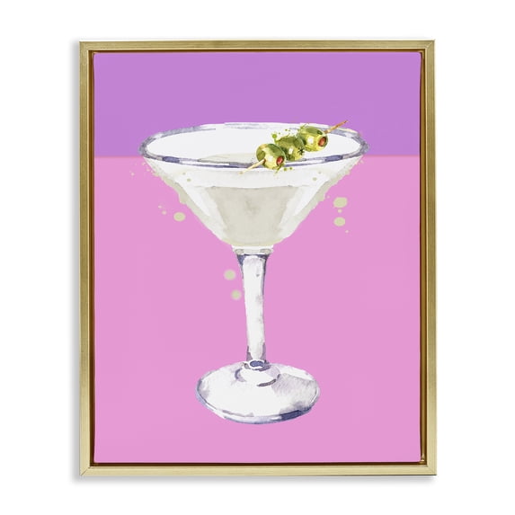 Stupell Industries Contemporary Bright Olive Martini Gold Floating Frame Canvas Art, 25 x 31, by Susan Jill