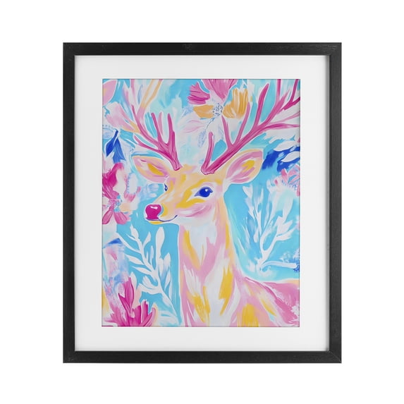 Stupell Industries Contemporary Bright Pastel Deer Black Framed Print Under Glass, 13 x 16, by Arlington Prints