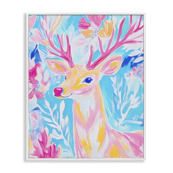 Stupell Industries Contemporary Bright Pastel Deer White Framed Giclee Art, 16 x 20, by Arlington Prints