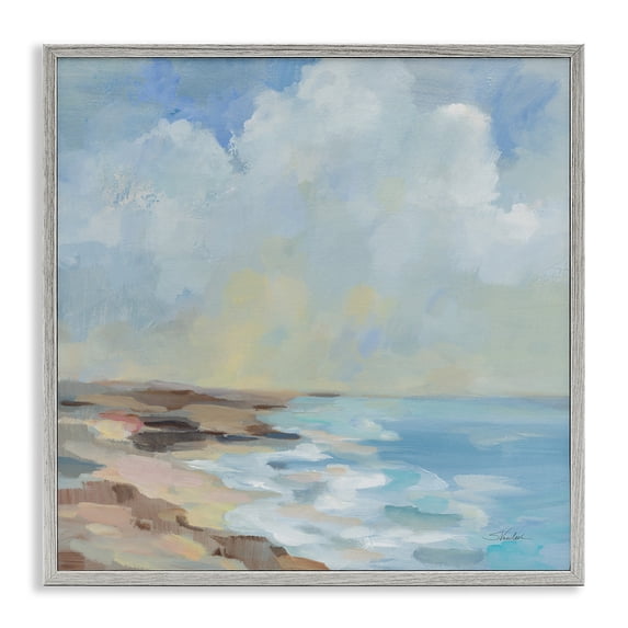 Stupell Industries Contemporary By The Beach Shore Gray Framed Giclee Art, 24 x 24, by Silvia Vassileva