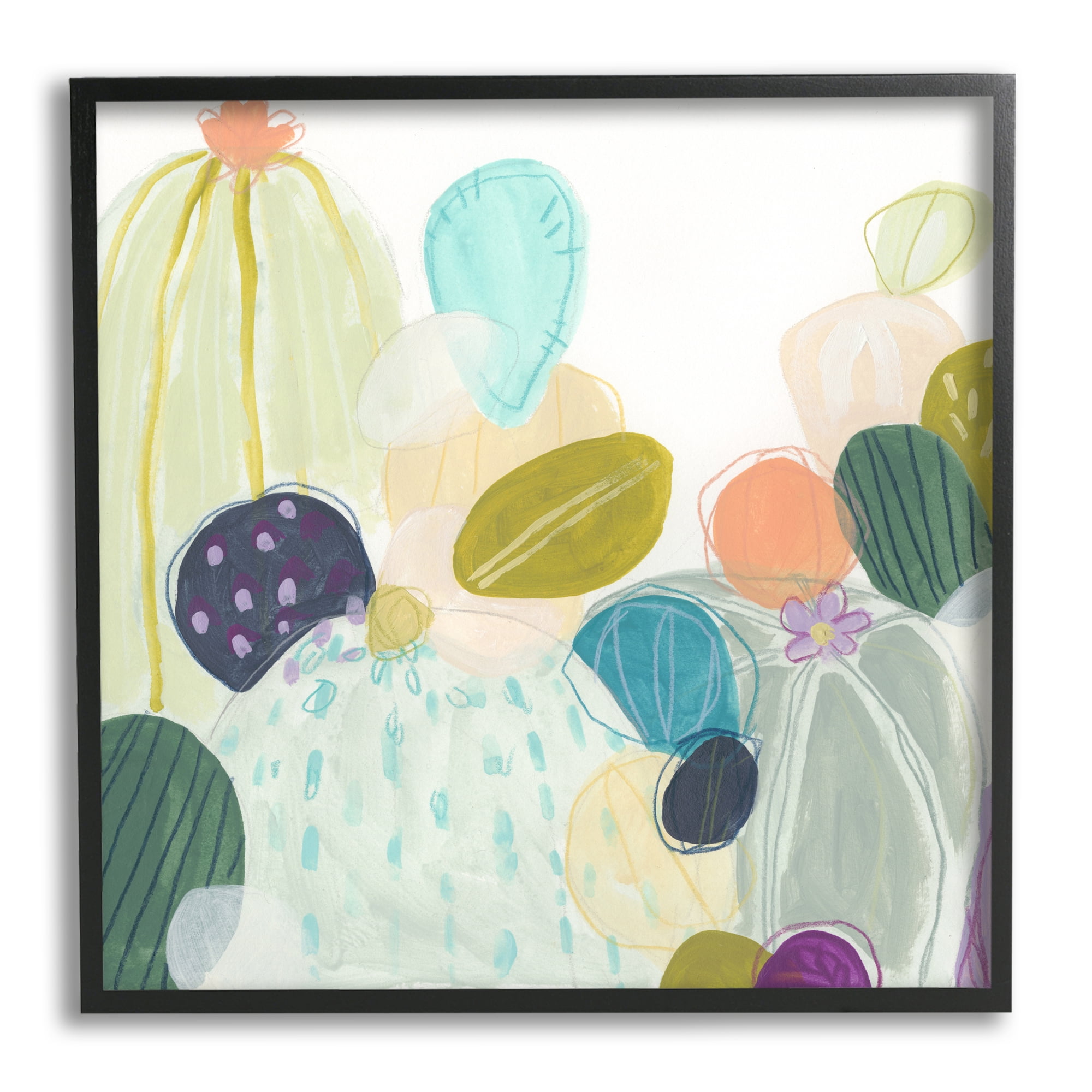 Stupell Industries Contemporary Cactus Plants Botanical & Floral Painting Black Framed Art Print Wall Art