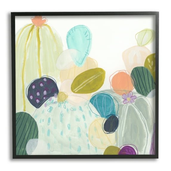Stupell Industries Contemporary Cactus Plants Botanical & Floral Painting Black Framed Art Print Wall Art