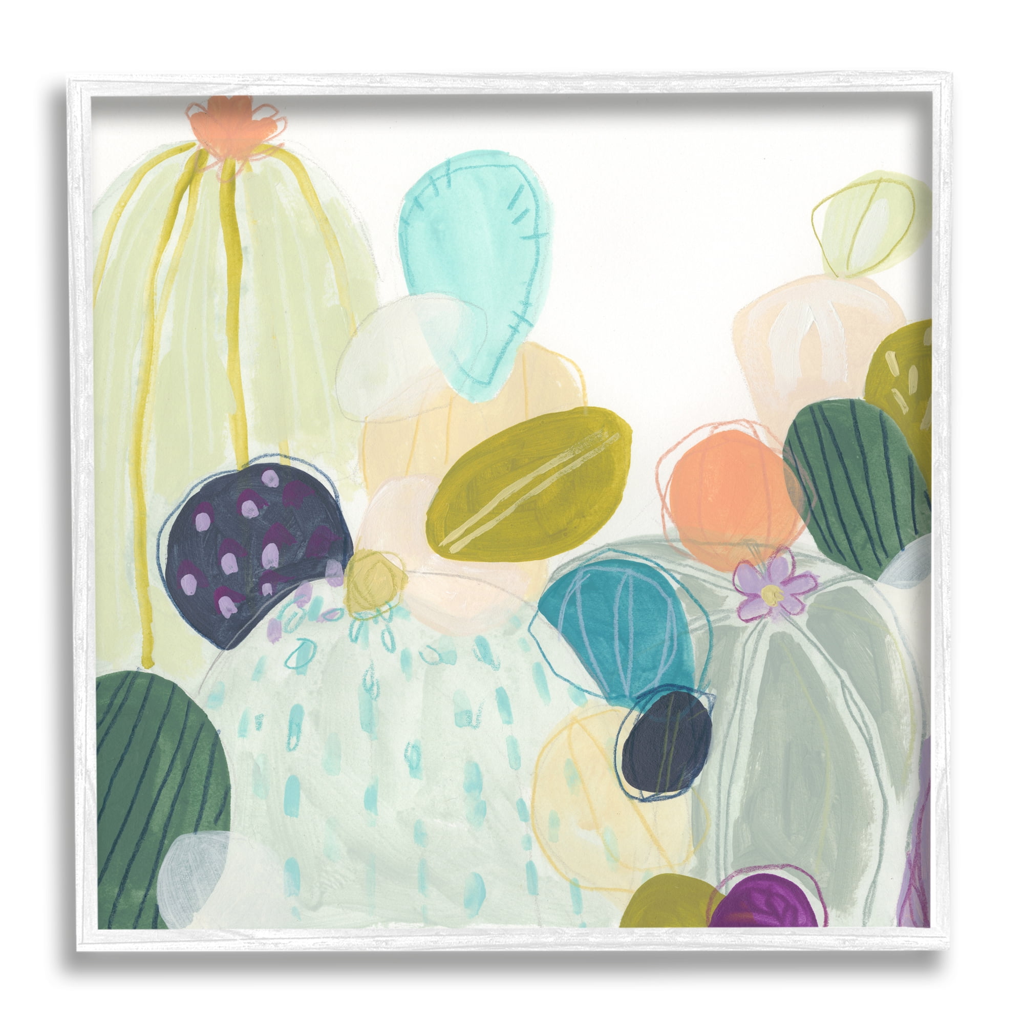 Stupell Industries Contemporary Cactus Plants Botanical & Floral Painting White Framed Art Print Wall Art