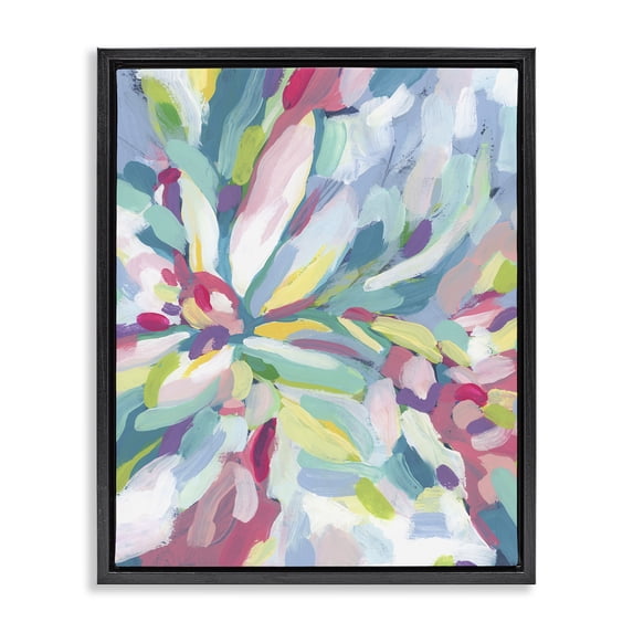Stupell Industries Contemporary Centric Paint Strokes Black Floating Frame Canvas Art, 17 x 21, by June Erica Vess