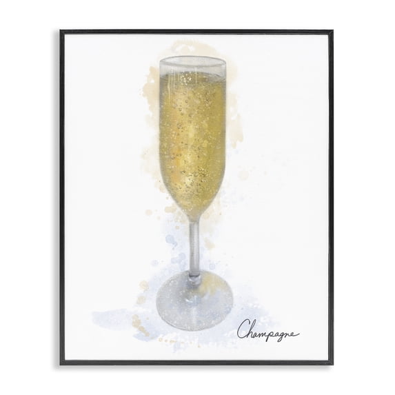 Stupell Industries Contemporary Champagne Glass Shimmer Black Framed Giclee Art, 11 x 14, by Matthew Piotrowicz