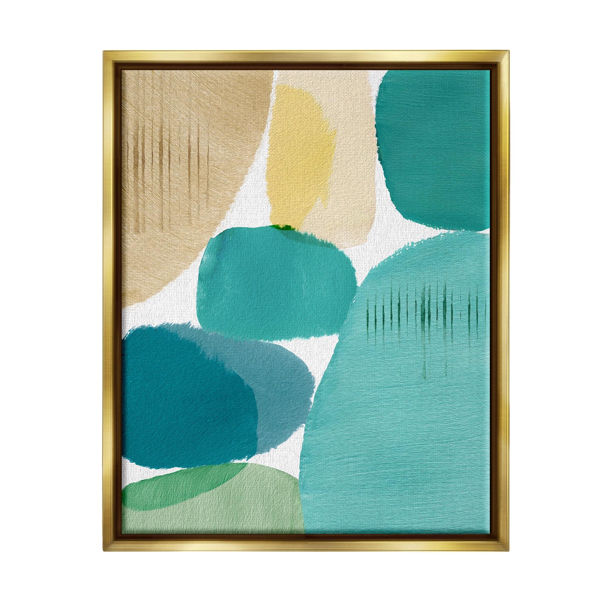 Stupell Industries Contemporary Circles Painting Abstract Painting Gold Floater Framed Canvas Art Print Wall Art, 25 x 31