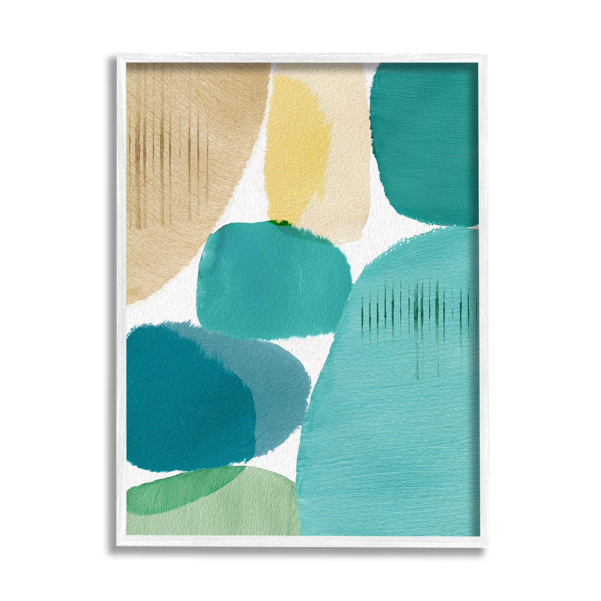 Stupell Industries Contemporary Circles Painting Abstract Painting White Framed Art Print Wall Art, 16 x 20