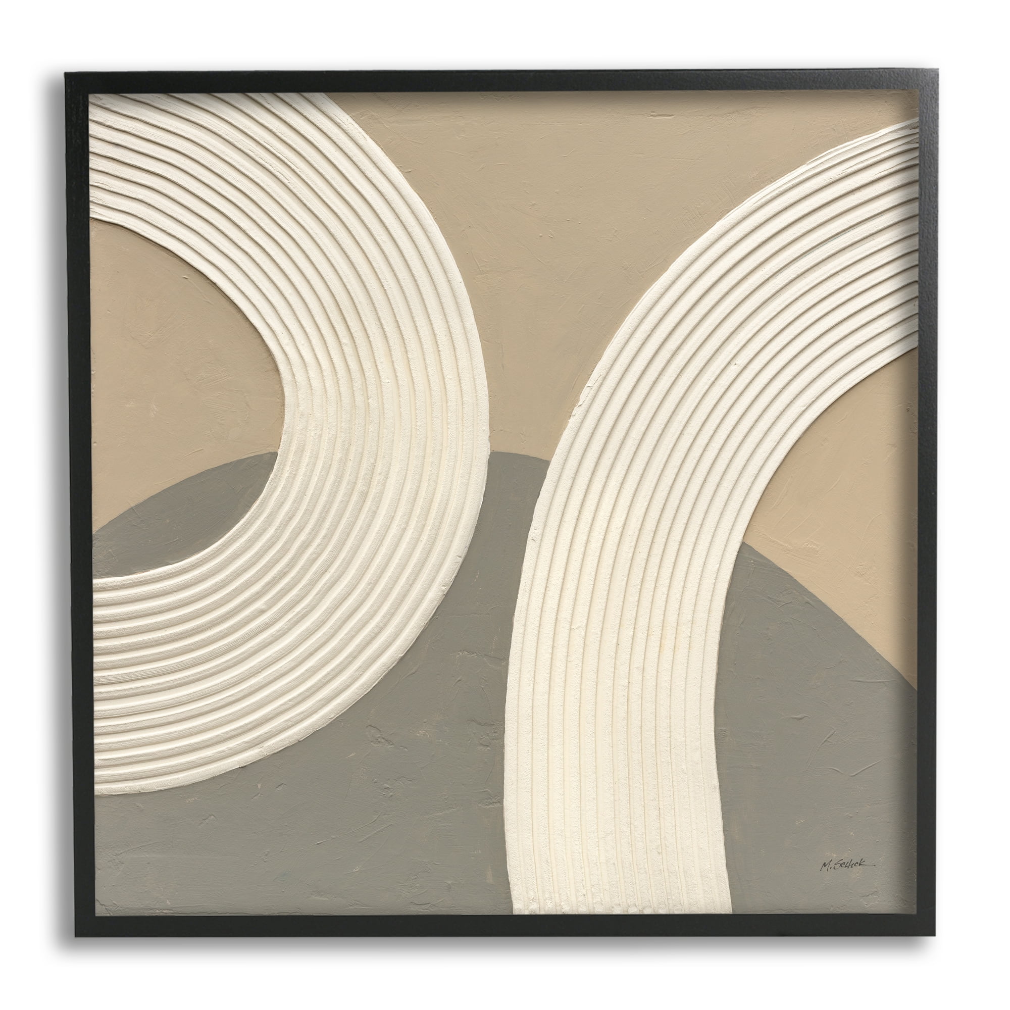 Stupell Industries Contemporary Circular Shapes Abstract Painting Black Framed Art Print Wall Art, 17 x 17