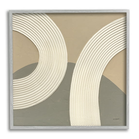 Stupell Industries Contemporary Circular Shapes Abstract Painting Gray Framed Art Print Wall Art, 17 x 17