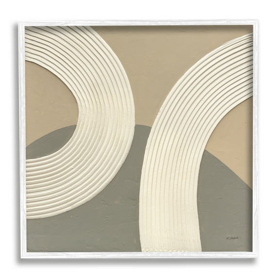 Stupell Industries Contemporary Circular Shapes Abstract Painting White Framed Art Print Wall Art, 12 x 12