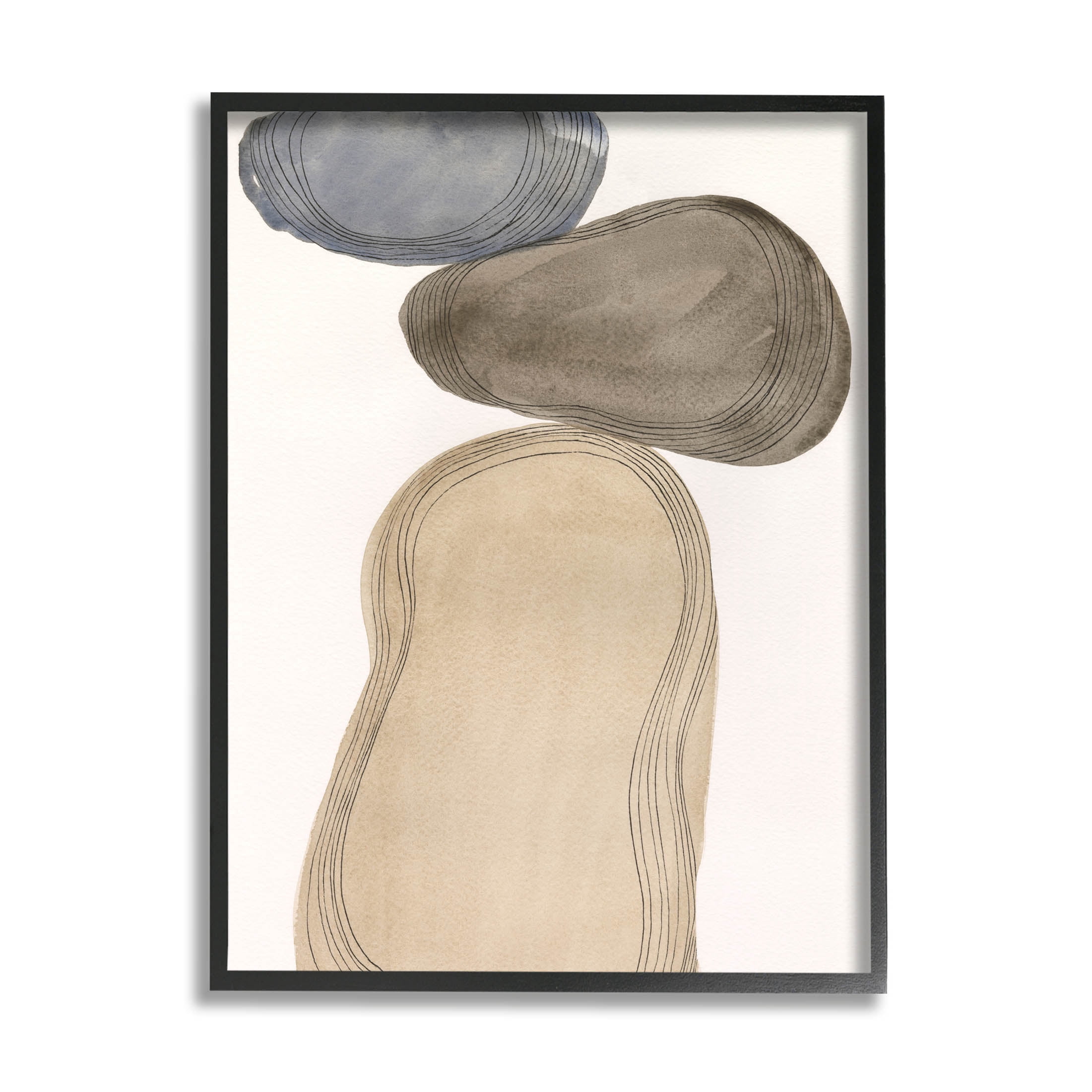 Stupell Industries Contemporary Circular Shapes Arrangement Graphic Art Black Framed Art Print Wall Art, Design by Laura Marr