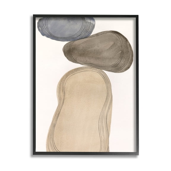 Stupell Industries Contemporary Circular Shapes Arrangement Graphic Art Black Framed Art Print Wall Art, Design by Laura Marr