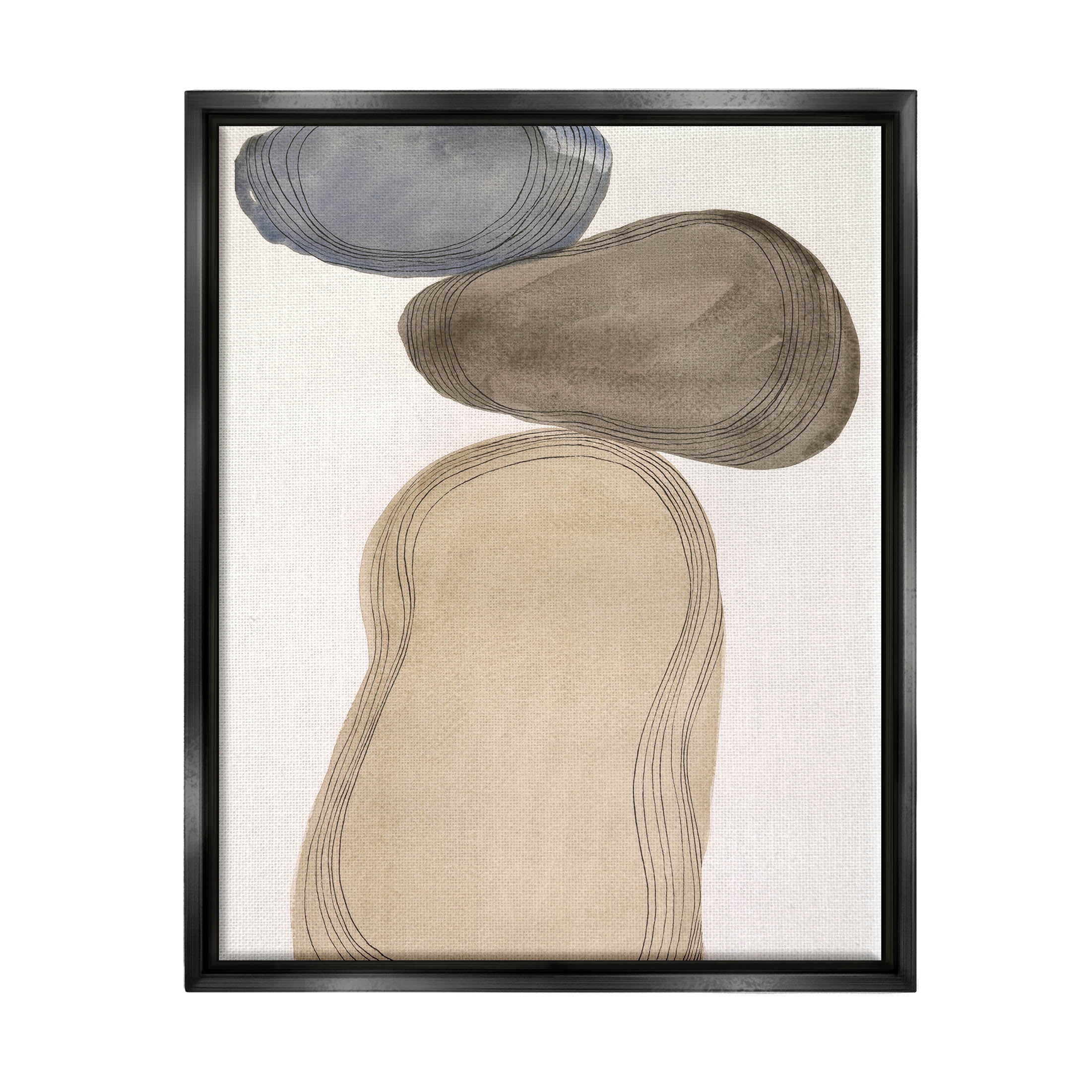 Stupell Industries Contemporary Circular Shapes Arrangement Graphic Art Jet Black Floating Framed Canvas Print Wall Art, Design by Laura Marr