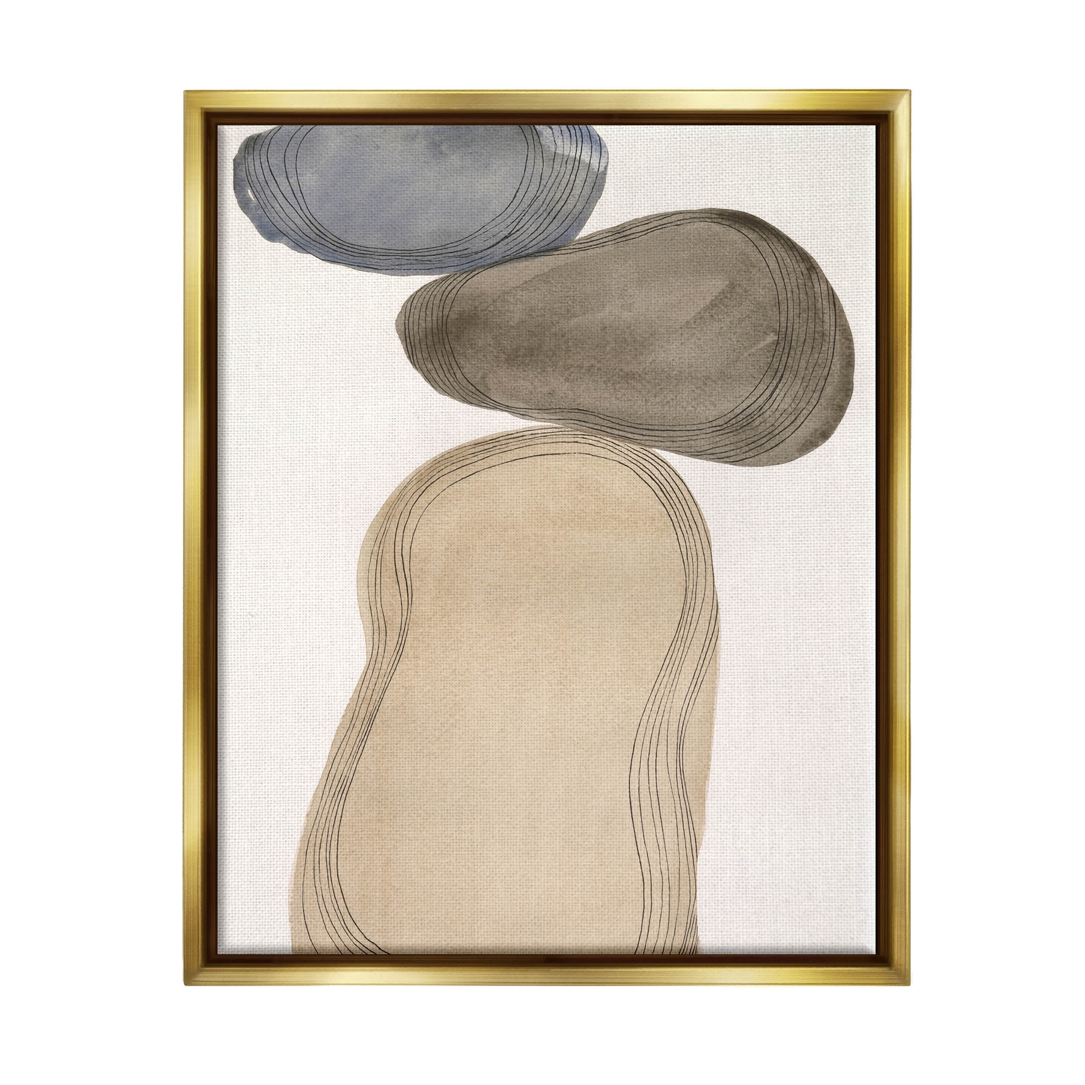 Stupell Industries Contemporary Circular Shapes Arrangement Graphic Art Metallic Gold Floating Framed Canvas Print Wall Art, Design by Laura Marr