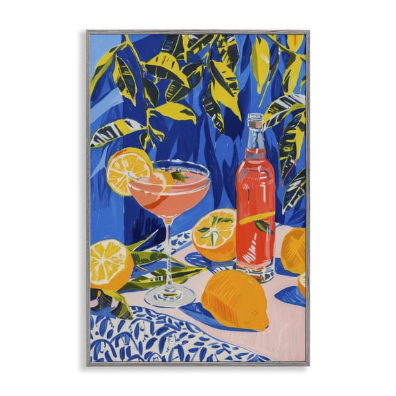Stupell Industries Contemporary Citrus Cocktail Still Life Gray Framed Giclee Art, 20 x 30, by LSR Design Studio