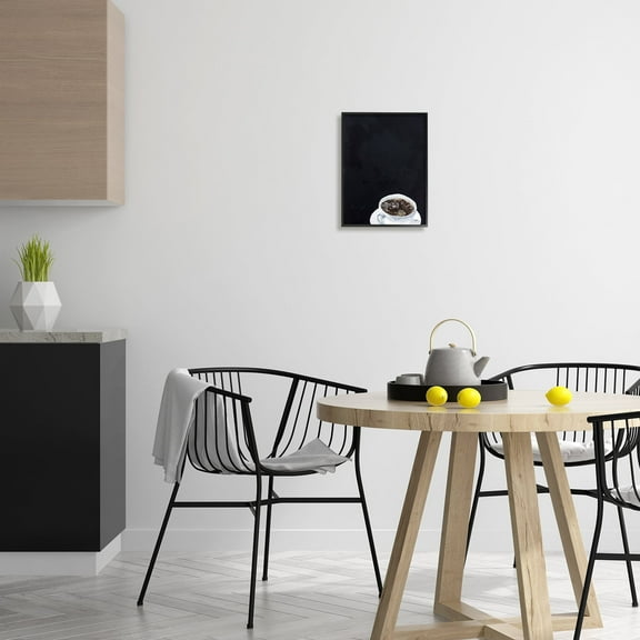 Stupell Industries Contemporary Coffee Cup Saucer Breakfast Kitchen Drink Graphic Art Black Framed Art Print Wall Art, Design by Stacy Gresell