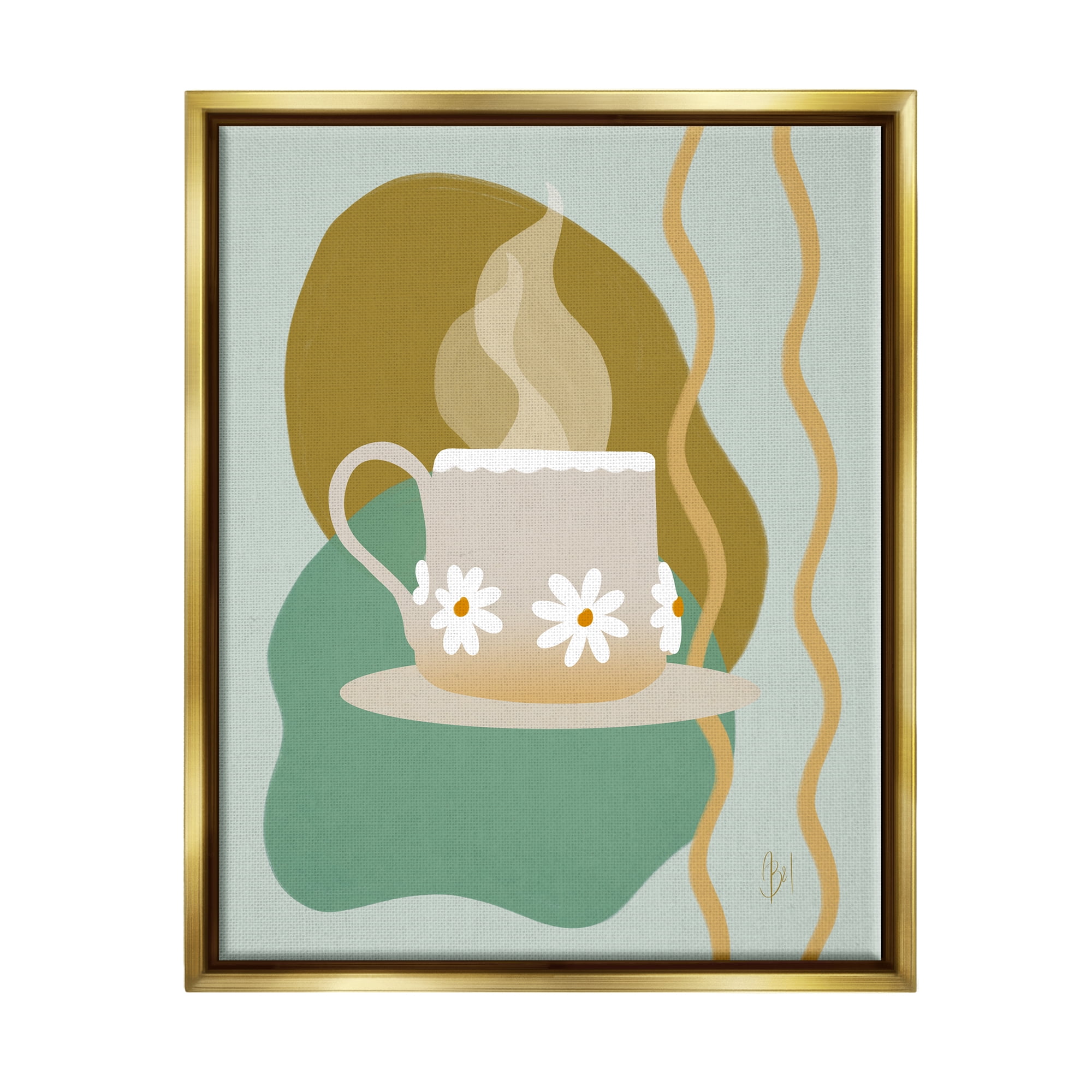 Stupell Industries Contemporary Coffee Cup Shapes Food & Beverage Painting Gold Floater Framed Art Print Wall Art