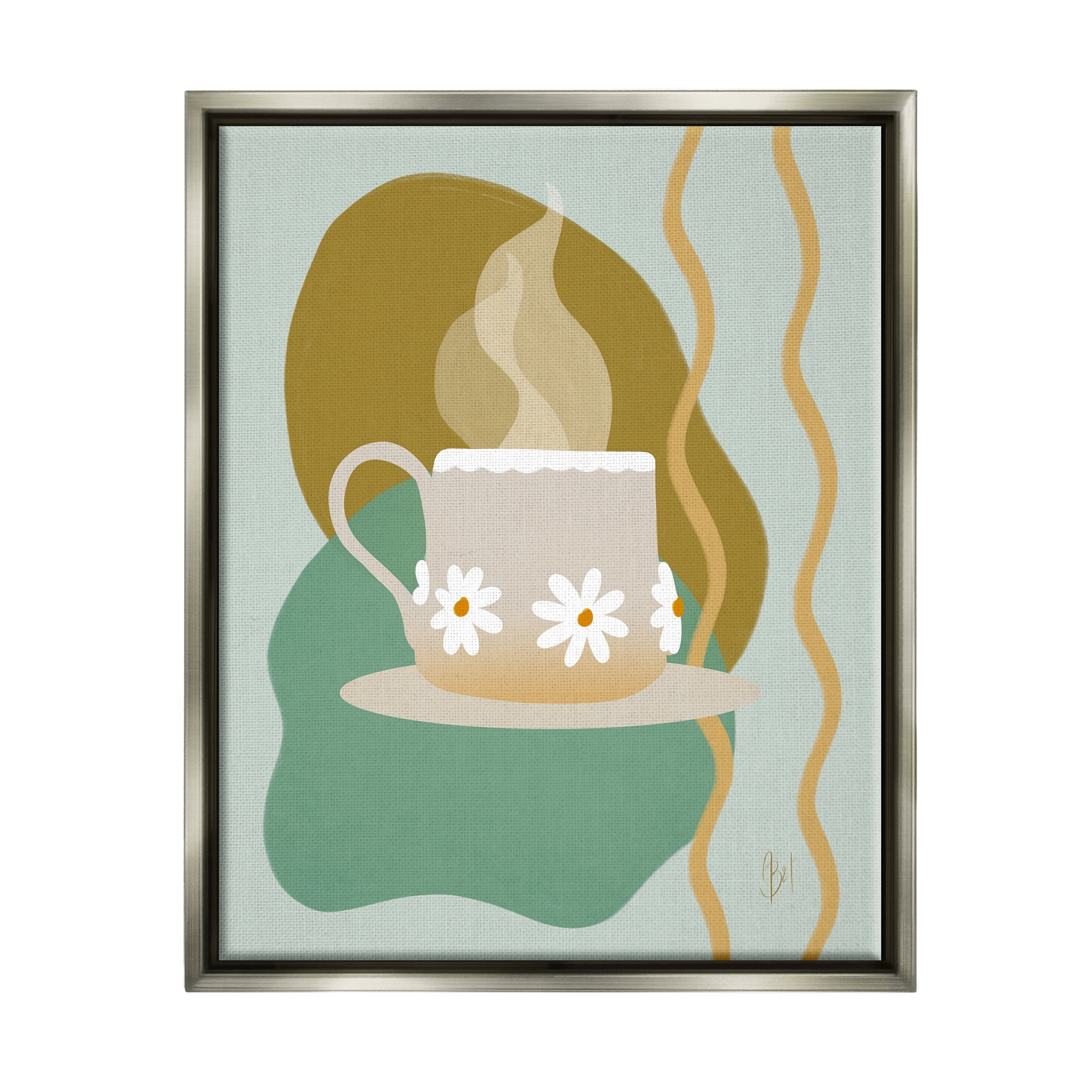 Stupell Industries Contemporary Coffee Cup Shapes Food & Beverage Painting Gray Floater Framed Art Print Wall Art