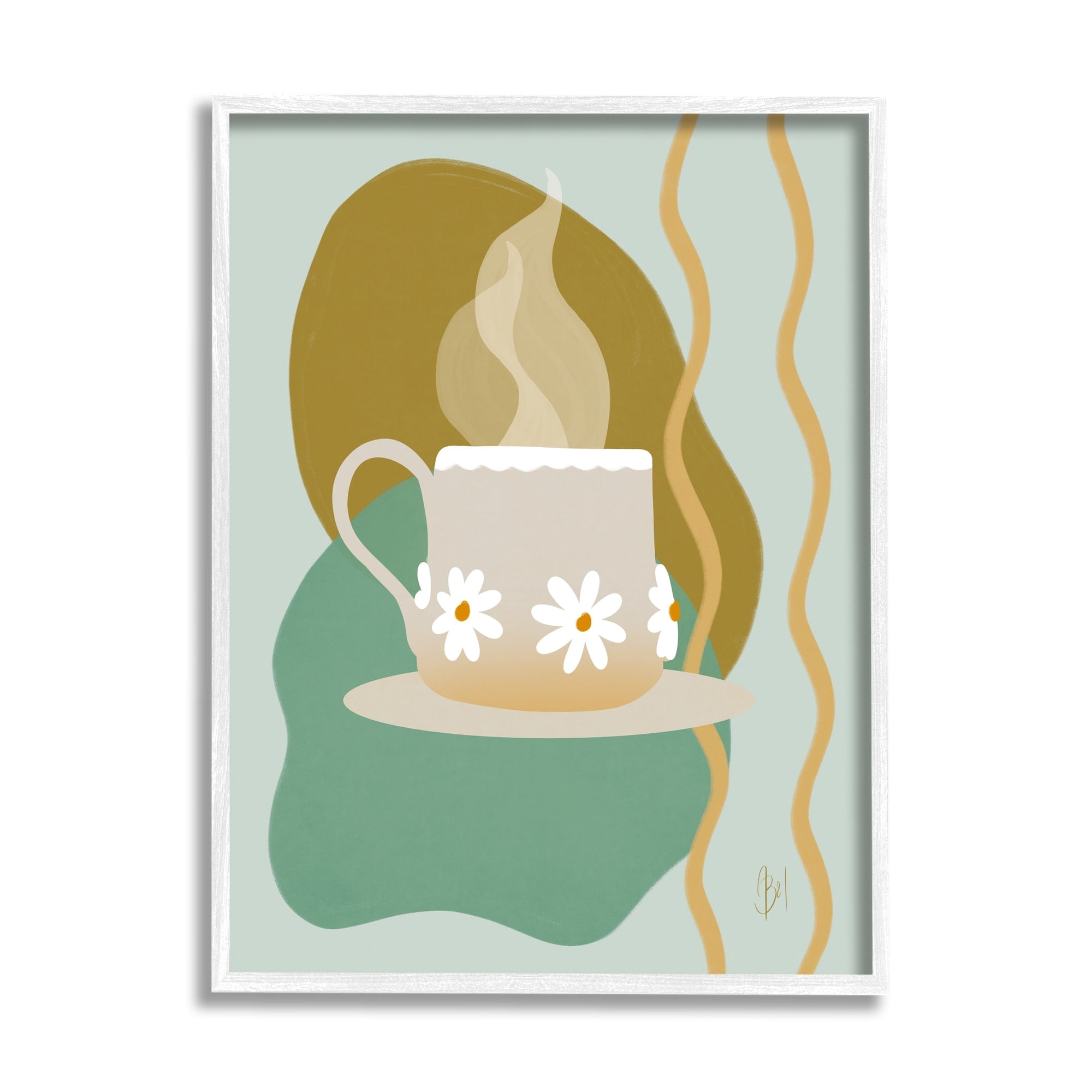 Stupell Industries Contemporary Coffee Cup Shapes Food & Beverage Painting White Framed Art Print Wall Art
