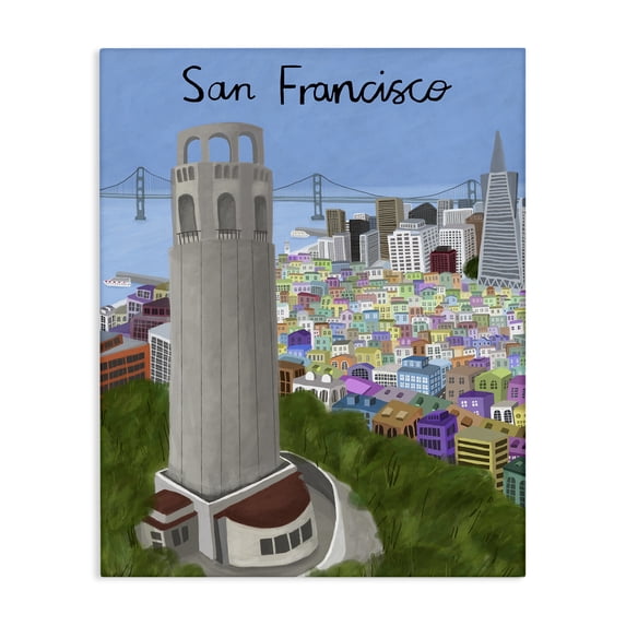 Stupell Industries Contemporary Colorful San Francisco California Canvas Art, 36 x 48, by Carla Daly