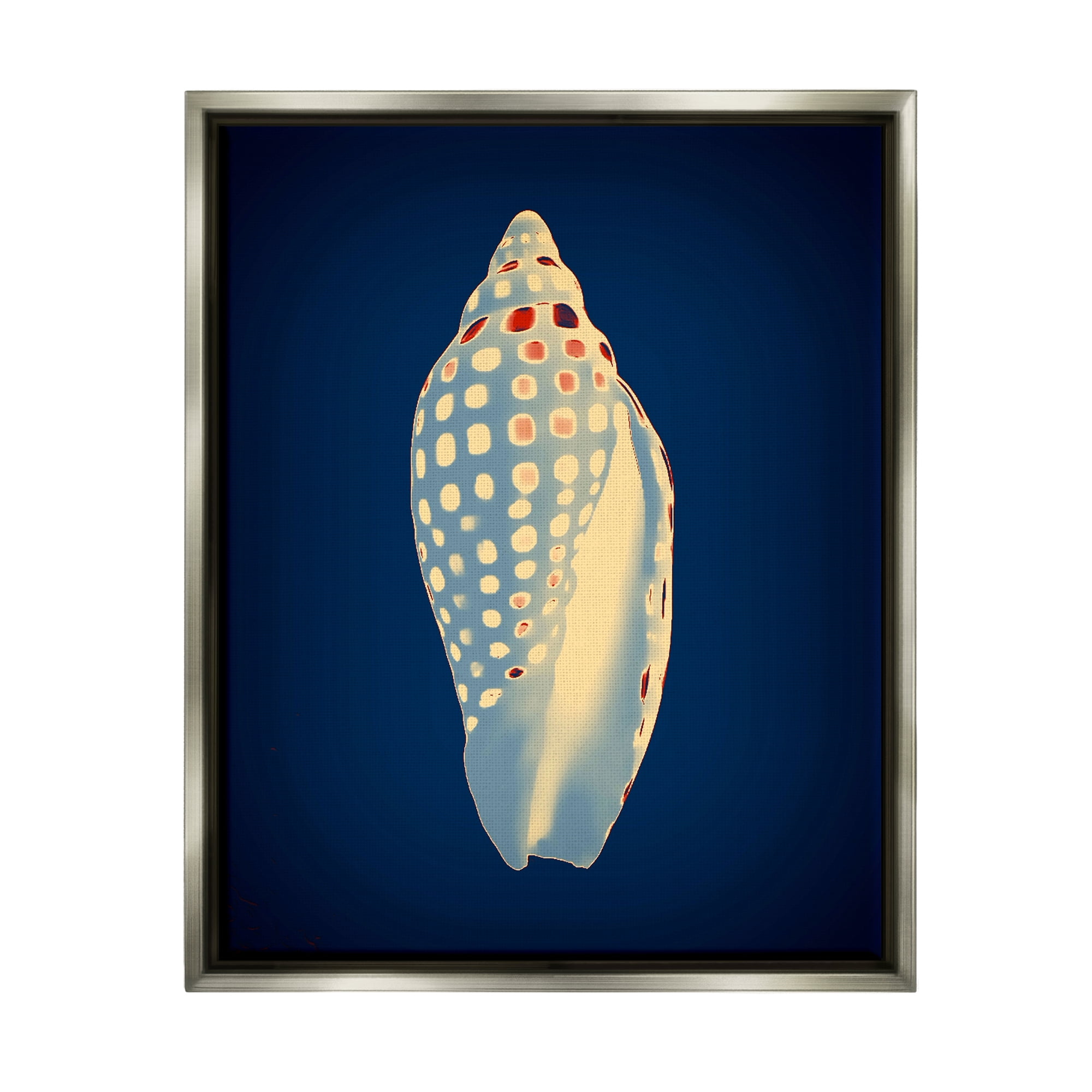 Stupell Industries Contemporary Conch Shell Animals & Insects Painting Gray Floater Framed Art Print Wall Art, 25 x 31