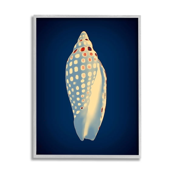 Stupell Industries Contemporary Conch Shell Animals & Insects Painting Gray Framed Art Print Wall Art, 16 x 20
