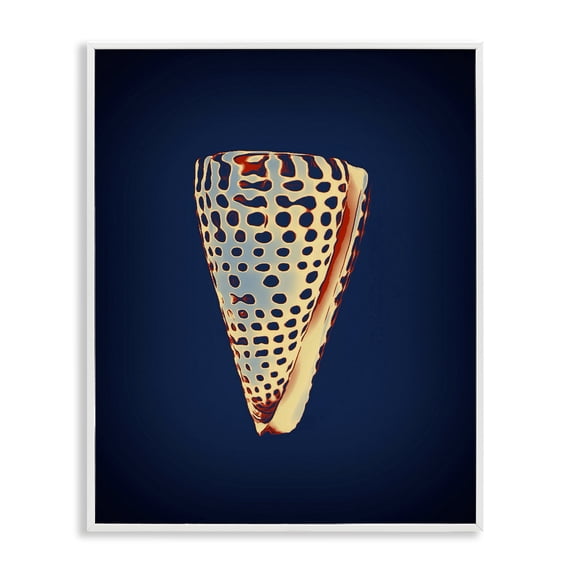 Stupell Industries Contemporary Cone Shell on Blue White Framed Giclee Art, 11 x 14, by Graffitee Studios
