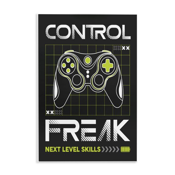 Stupell Industries Contemporary Control Freak Video Game Phrase Wall Plaque Art, 13 x 19, by Angela Nickeas
