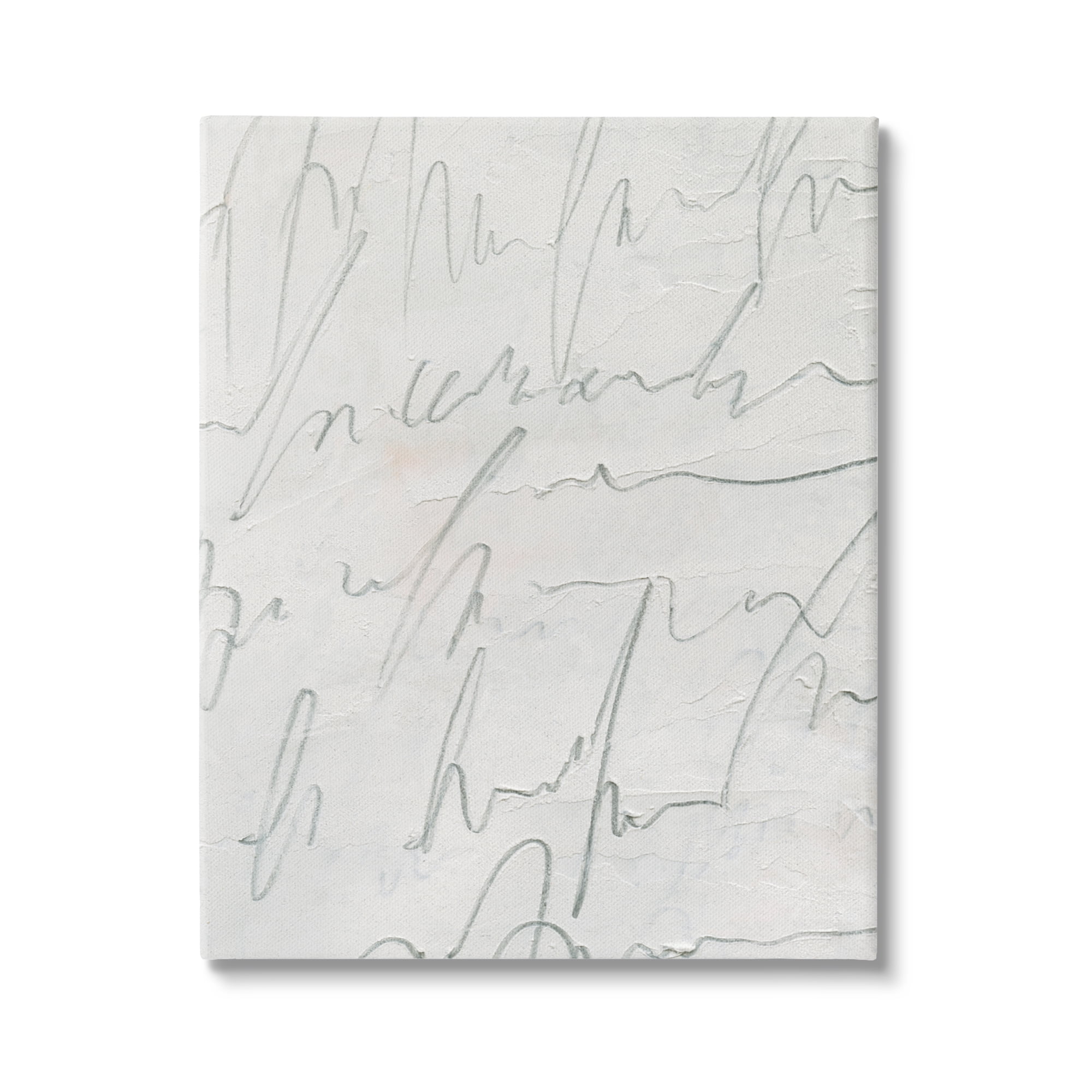 Gray and White Abstract Cursive Script Canvas Wall Art