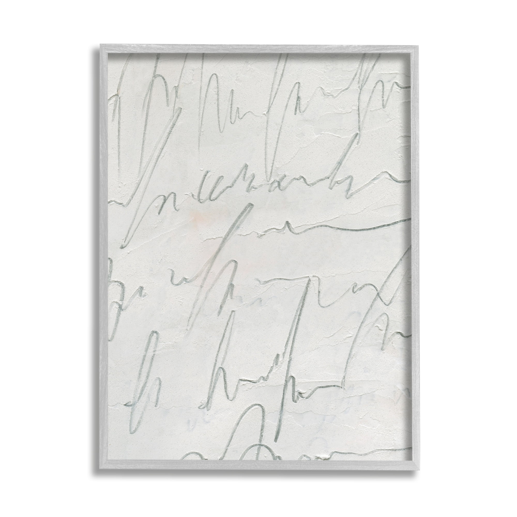 Stupell Industries Contemporary Cursive Script Abstract Scribble Words Painting Gray Framed Art Print Wall Art, Design by Emma Caroline