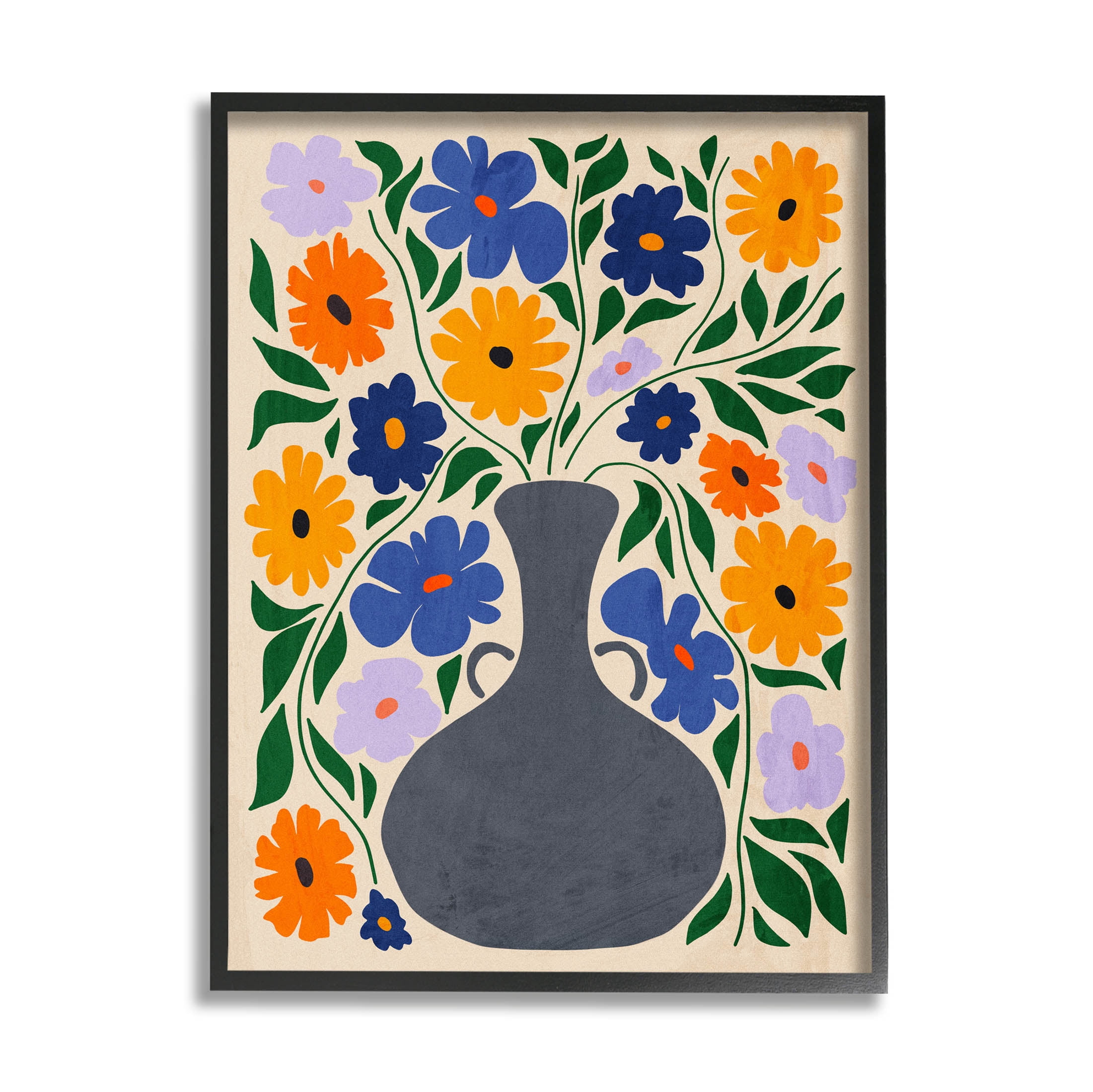 Stupell Industries Contemporary Daisies Flower Pot Graphic Art Black Framed Art Print Wall Art, Design by Ziwei Li