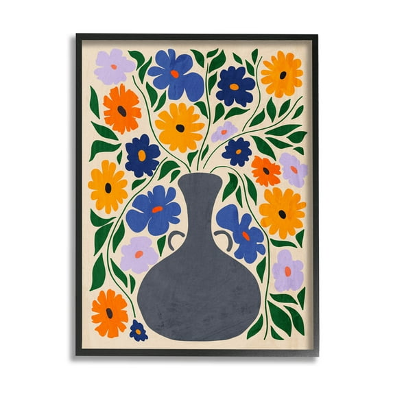 Stupell Industries Contemporary Daisies Flower Pot Graphic Art Black Framed Art Print Wall Art, Design by Ziwei Li