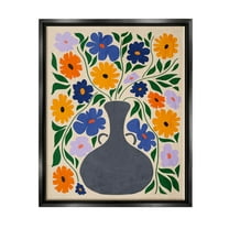 Stupell Industries Contemporary Daisies Flower Pot Graphic Art Jet Black Floating Framed Canvas Print Wall Art, Design by Ziwei Li