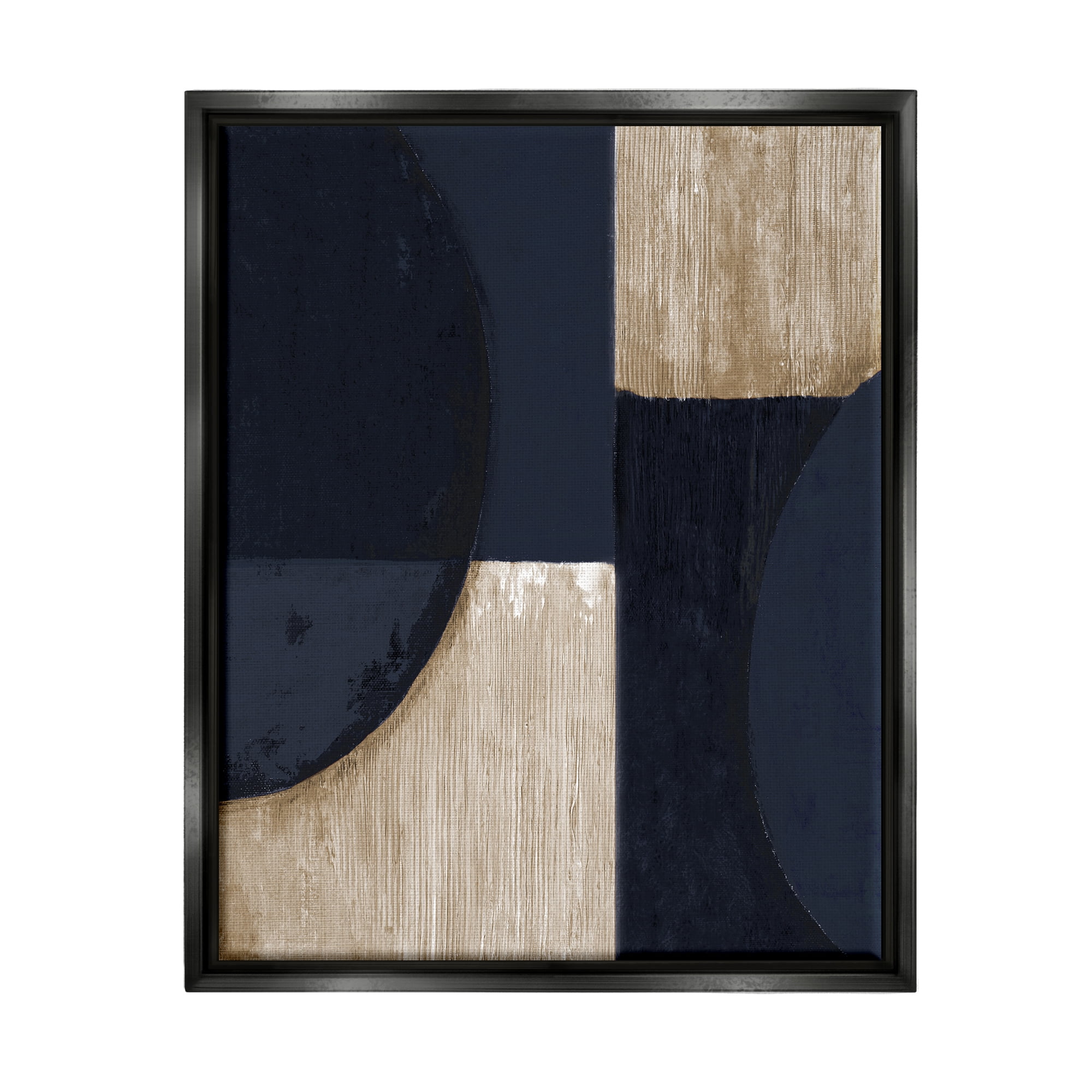 Stupell Industries Contemporary Dark Shapes Abstract Painting Black Floater Framed Canvas Art Print Wall Art, 25 x 31