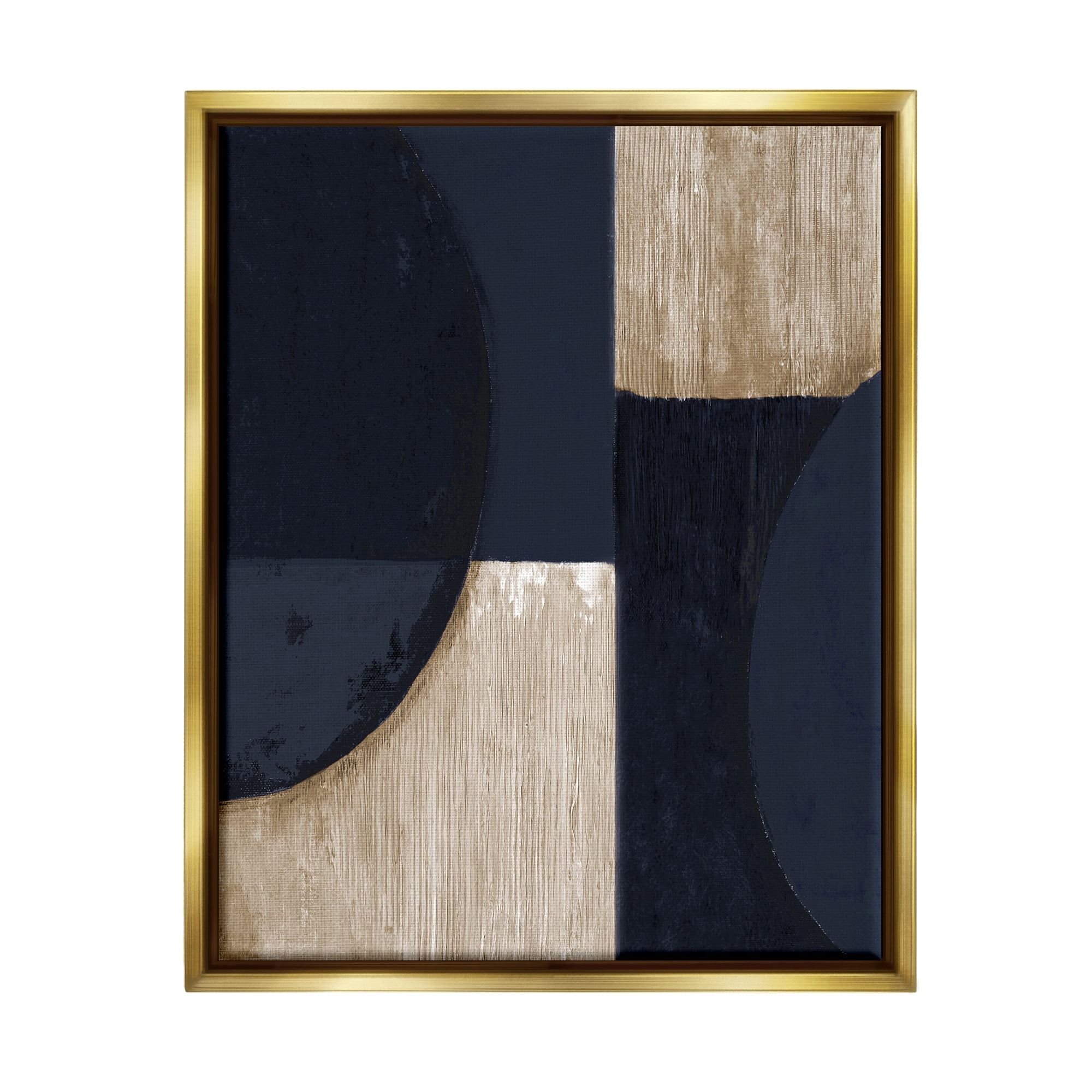 Stupell Industries Contemporary Dark Shapes Abstract Painting Gold Floater Framed Canvas Art Print Wall Art, 17 x 21