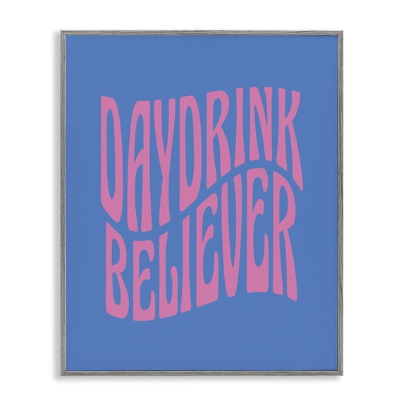 Stupell Industries Contemporary Daydrink Believer Bold Summer Phrase Gray Framed Giclee Art, 11 x 14, by House of Lulu
