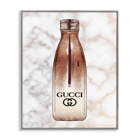 Stupell Industries Contemporary Designer Brand Chic Sports Fashion Bottle Marble Gray Framed Giclee Art, 11 x 14, by Ziwei Li