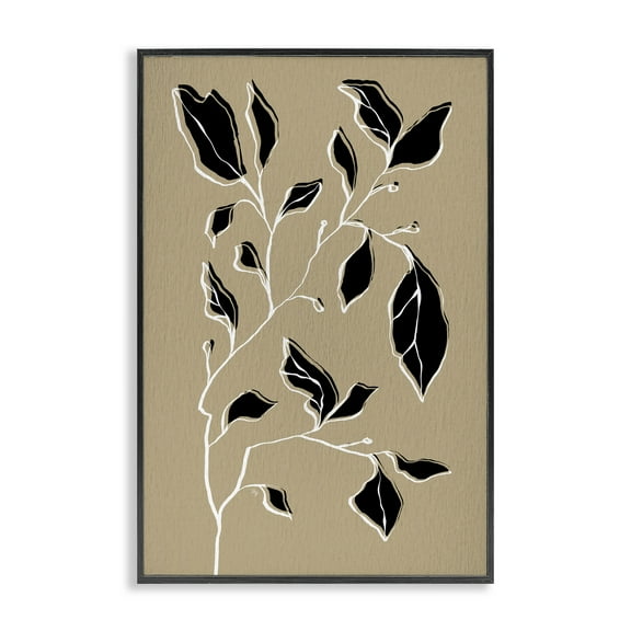Stupell Industries Contemporary Dry Plant Floral Painting Black Framed Art Print Wall Art, 12 x 18