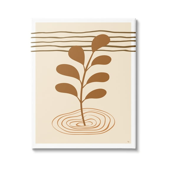 Stupell Industries Contemporary Earthy Leaf Botanical & Floral Painting Gallery Wrapped Canvas Art Print Wall Art, 36 x 48