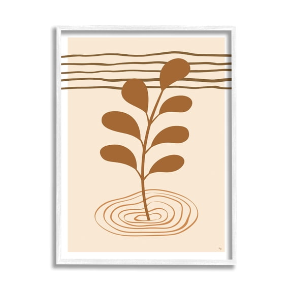 Stupell Industries Contemporary Earthy Leaf Botanical & Floral Painting White Framed Art Print Wall Art, 24 x 30